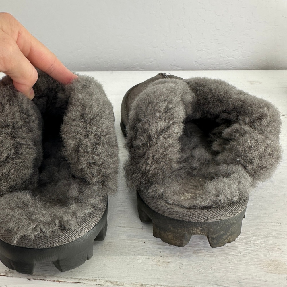 UGG Slippers Womens 7 Coquette Charcoal Grey Sheepskin Suede 5125 - Picture 11 of 12
